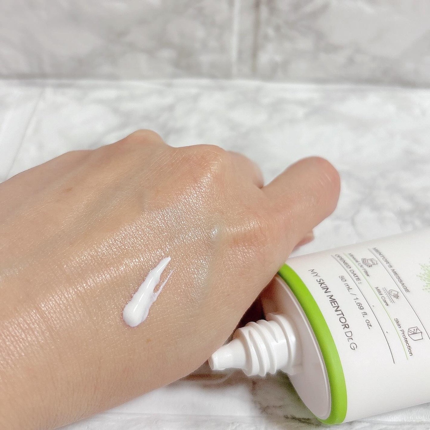 グリーンマイルドアップサンプラス/Dr.G/日焼け止めクリームを使ったクチコミ(3枚目)