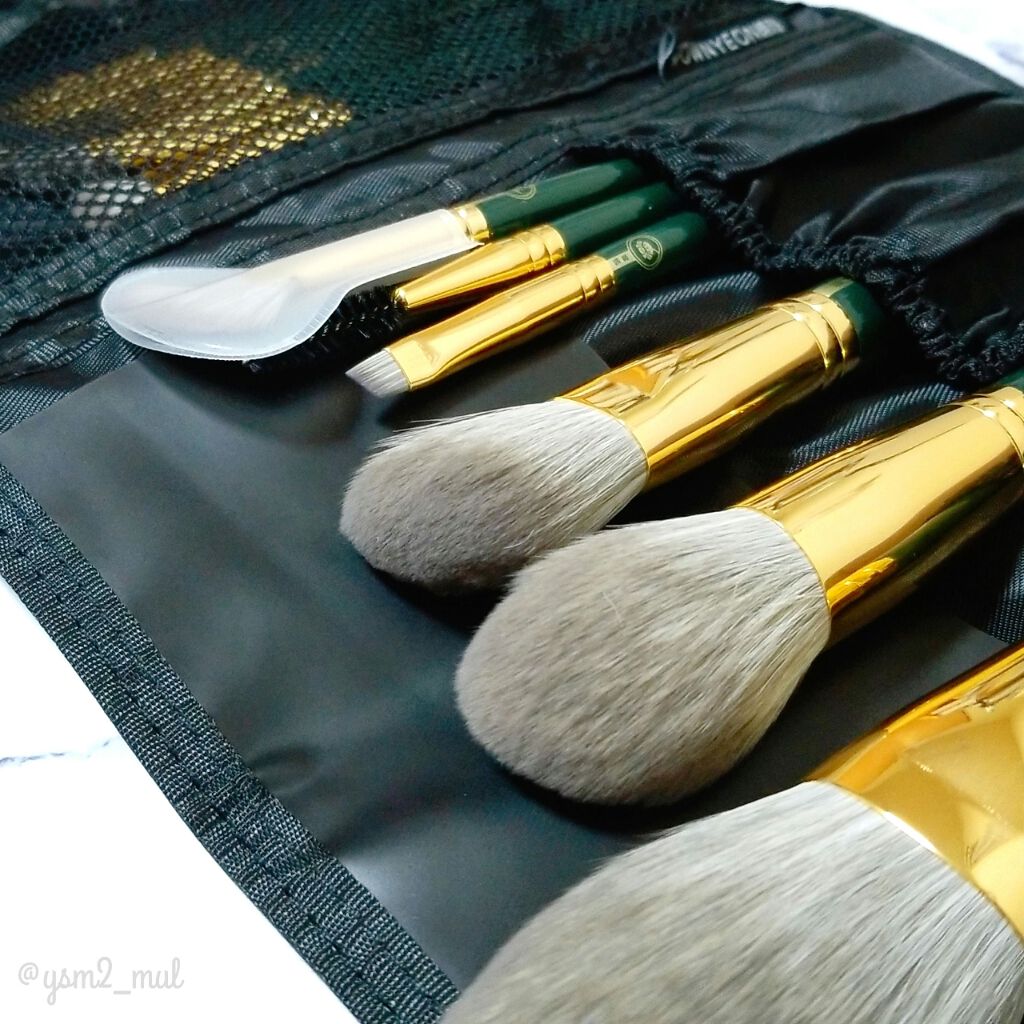 ROWNYEON 緑姫シリーズ メイクブラシ13本セット 化粧ポーチ付き/Rownyeon/メイクブラシを使ったクチコミ(5枚目)