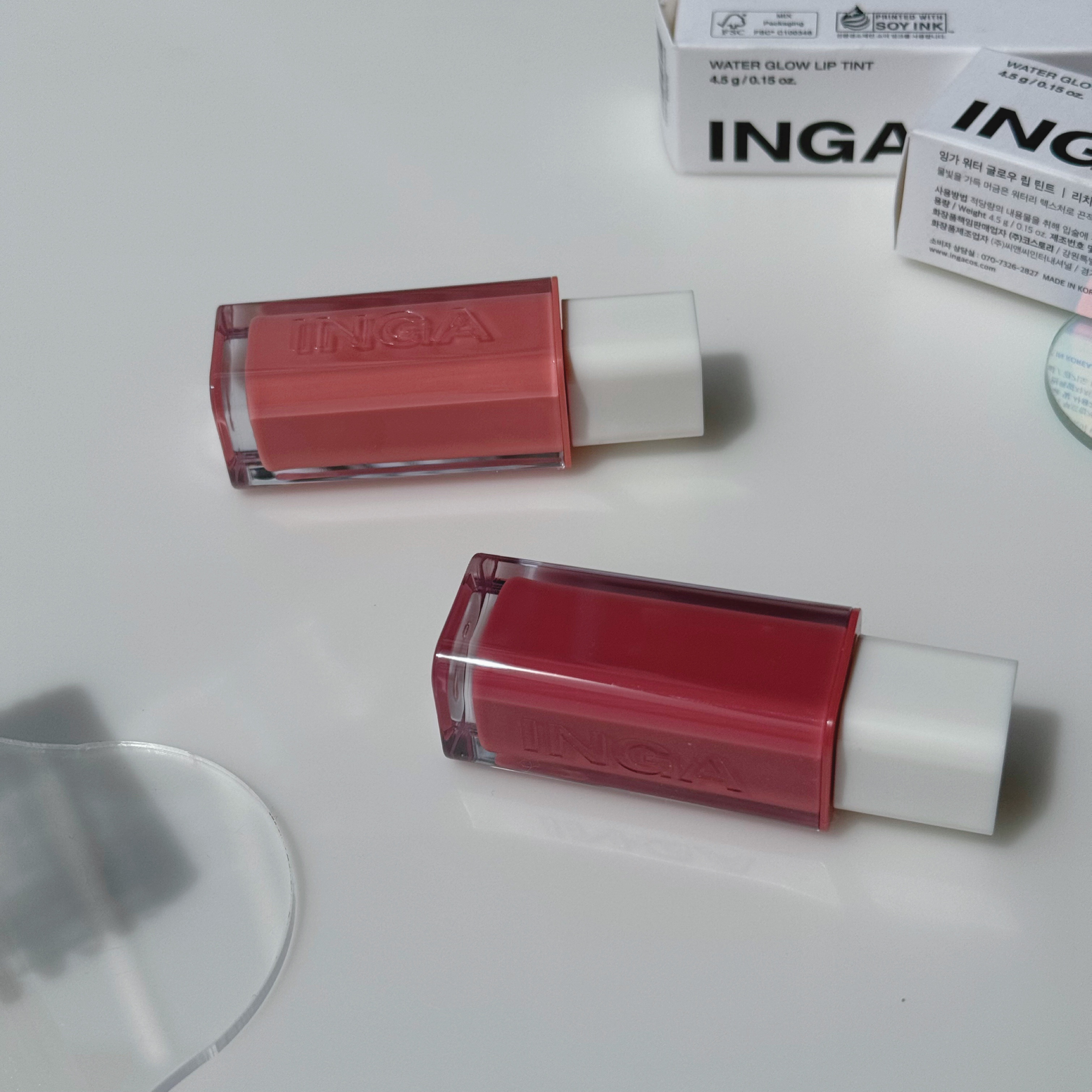 ウォーターグローリップティント 02 リッチサーモン（Rich Salmon）/INGA/リップティントを使ったクチコミ（1枚目）