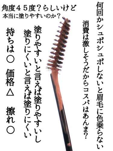 aZTK 45°アイブロウマスカラのクチコミ「最近愛用してるアイブロウマスカラ！！
パケシンプルでかわゆい

定価550円

購入当初LIP.....」（2枚目）