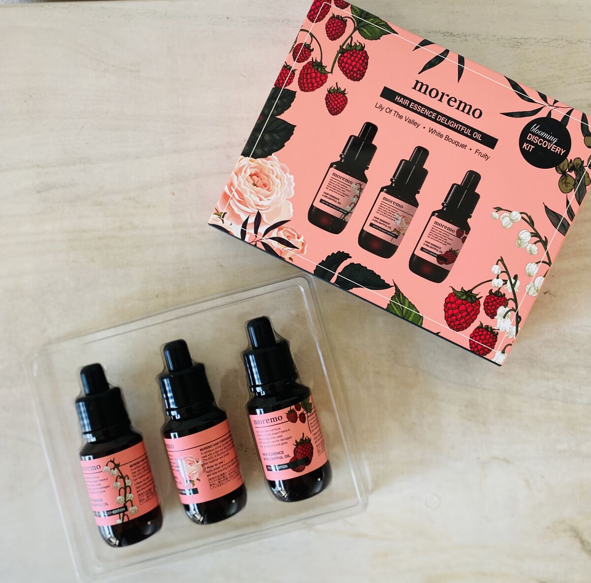 ディライトフルオイル ブルーミング ディスカバリーキット/moremo/ヘアオイルを使ったクチコミ（1枚目）