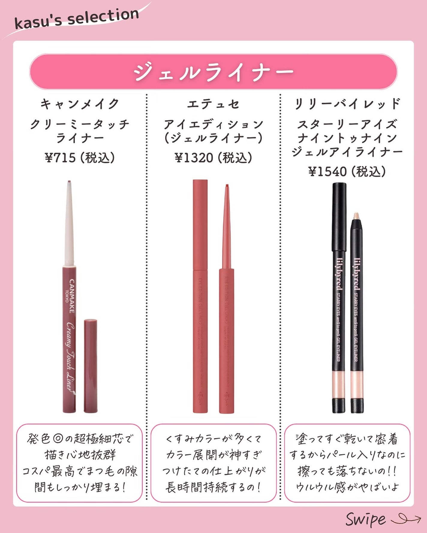 kasu__cosme on LIPS 「【持ってる41種から厳選使い得アイライナー】*…*…*…*…*..」(5枚目)