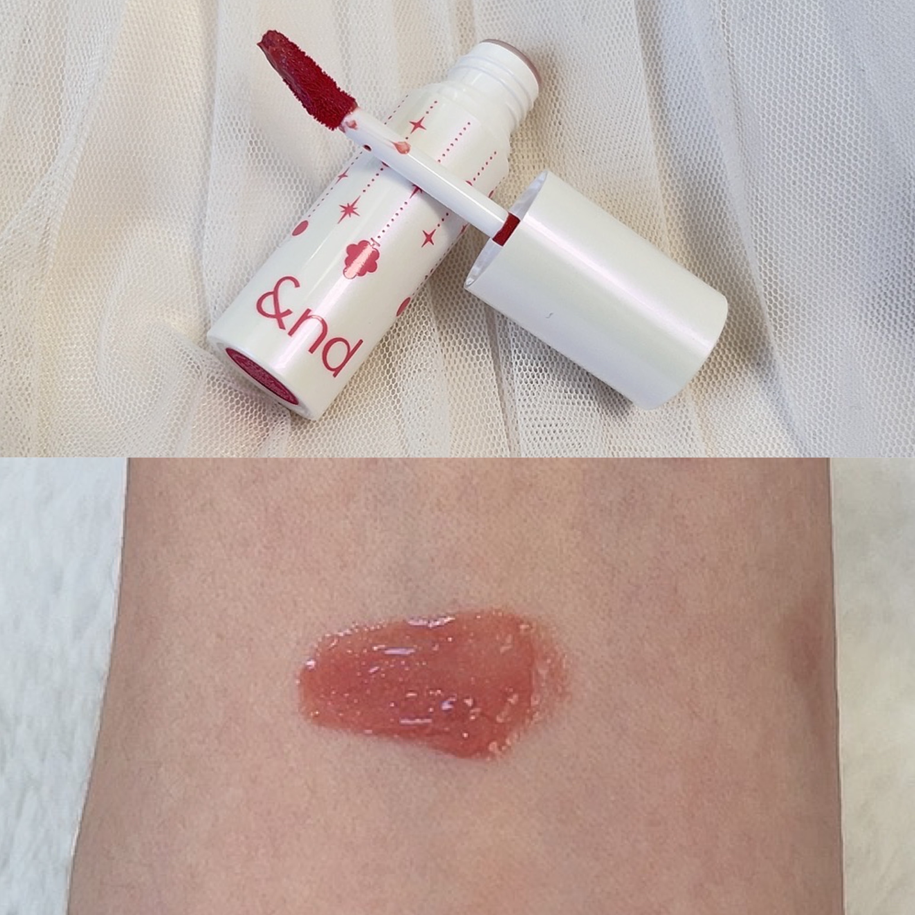 アンドバイロムアンド　グラッシーボムティント HL03 モモグレープ（数量限定）/&nd by rom&nd/リップティントを使ったクチコミ（2枚目）