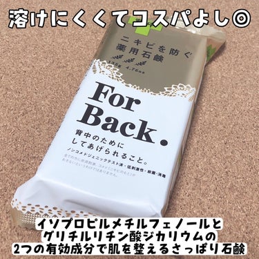 ペリカン石鹸 ニキビを防ぐ薬用石鹸 ForBackのクチコミ「背中や胸元のニキビとまではいかない毛穴詰まりやざらつきが気になり、こちら使ってみました！

＂.....」（1枚目）