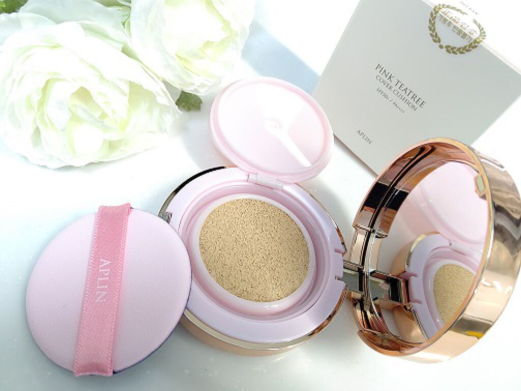 ピンクティーツリーカバークッション/APLIN/クッションファンデーションを使ったクチコミ（1枚目）