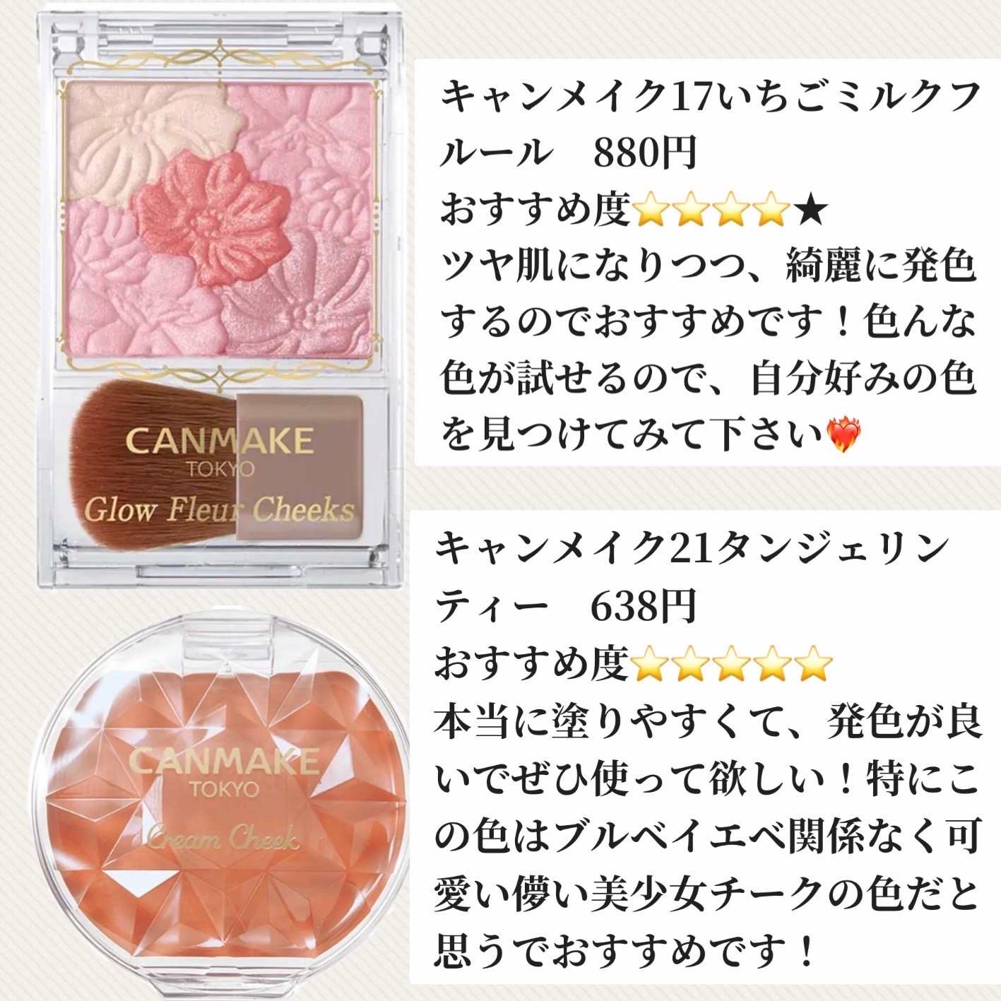 クリームチーク/キャンメイク/ジェル・クリームチークを使ったクチコミ（3枚目）