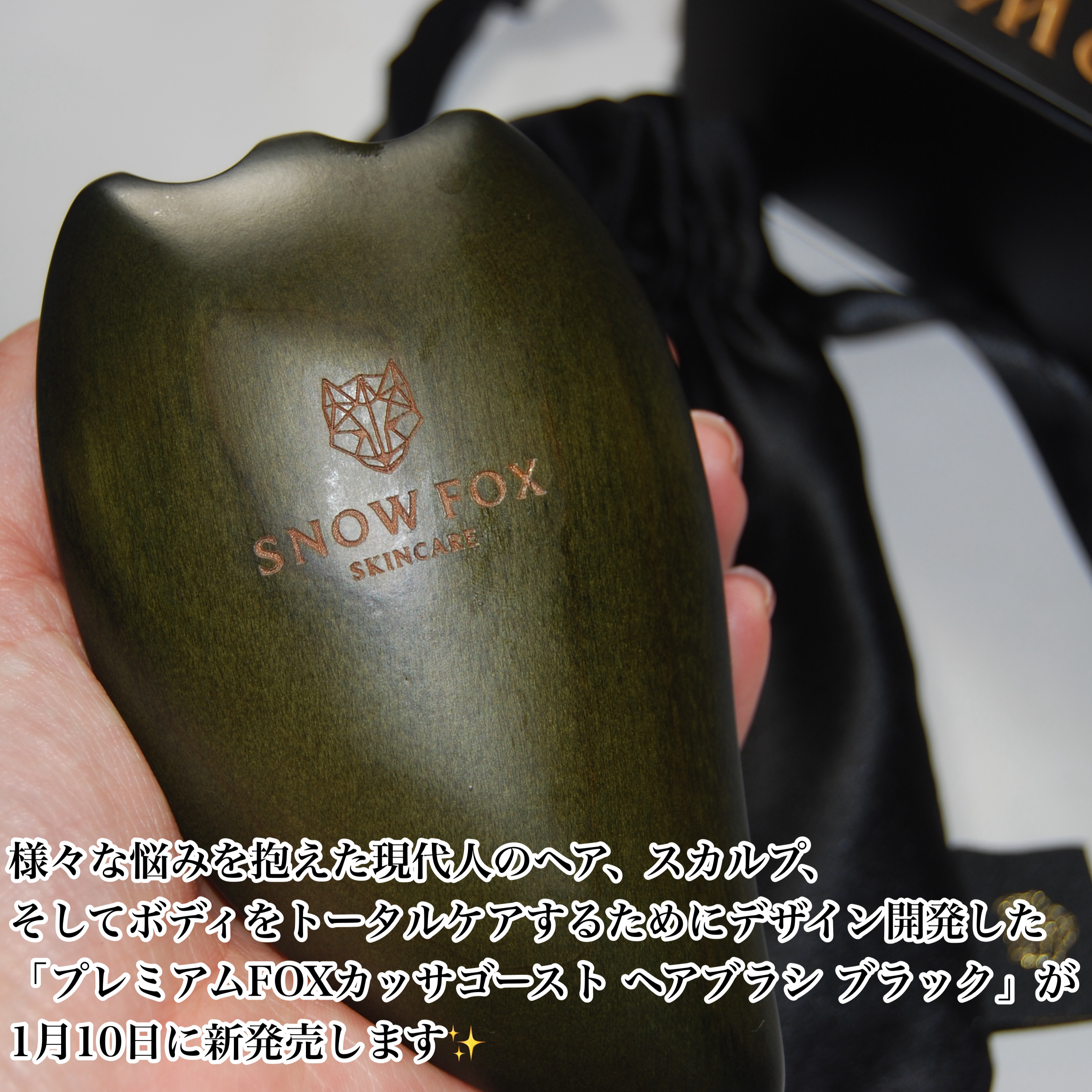 プレミアム FOX カッサ ゴースト ヘアブラシ ブラック/SNOW FOX SKINCARE/ヘアブラシを使ったクチコミ（3枚目）