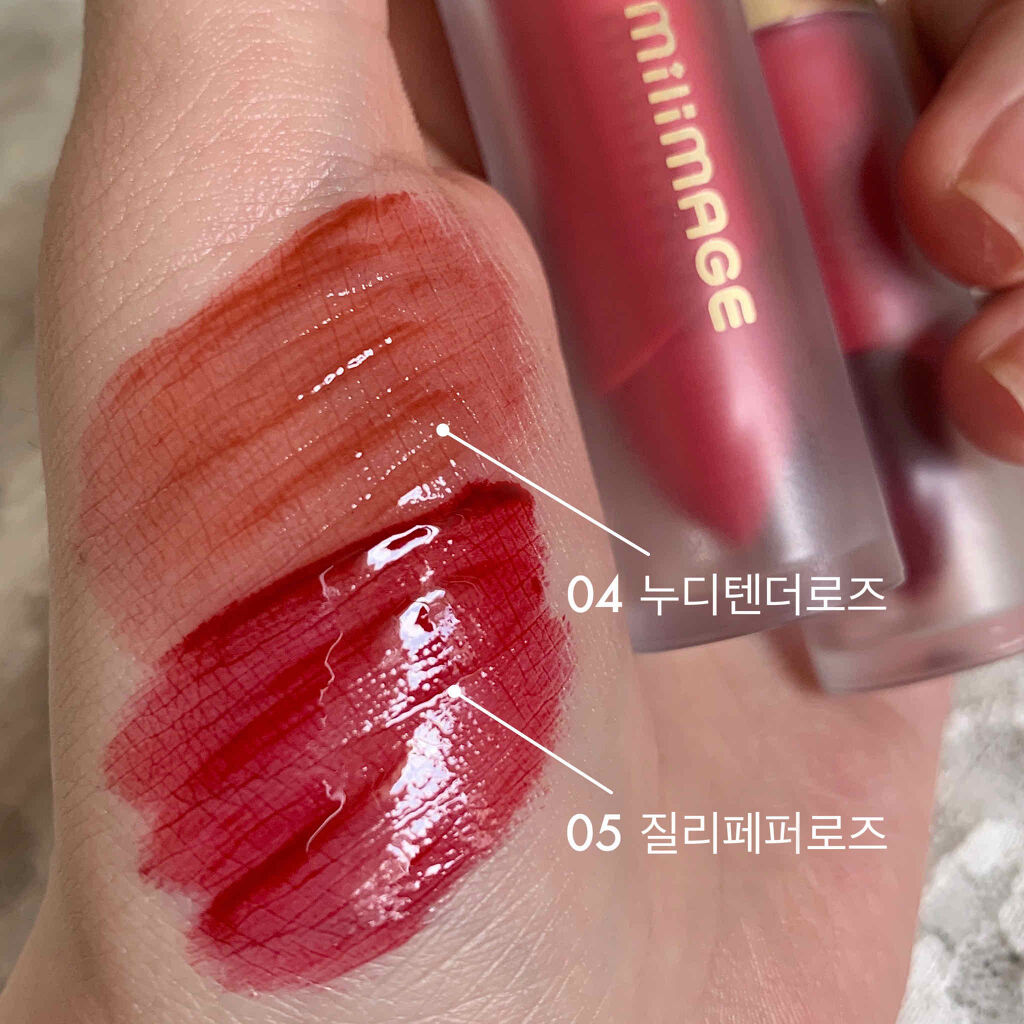 ウォーターライジングティント 05 チリペッパーローズ/MILIMAGE/リップティントを使ったクチコミ（1枚目）