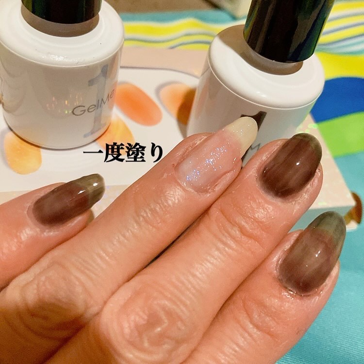 ジェルネイル GMC04 シアーブラック/ジェルミーワン/ジェルネイルを使ったクチコミ（3枚目）