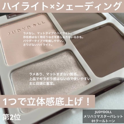 JUDYDOLL メリハリマスターパレット/JUDYDOLL/パウダーハイライトを使ったクチコミ(4枚目)