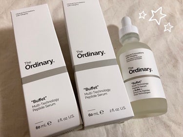 ✔️The Ordinary  Buffet   60ml  3000円位

お買い物のついでにいつも購入している
わたしの定番スキンケアです☺️

洗顔のあとすぐに5滴ほどで
全顔からデコルテまでいけ