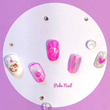 PUKE NAIL ニャンチャン＆足跡♡柄ネイル ネイルチップのクチコミ「プケネイルのおすすめネイルチップ💖春夏ネイルチップ💖 #最近のスキンケア  #映えコスメ  #.....」（1枚目）