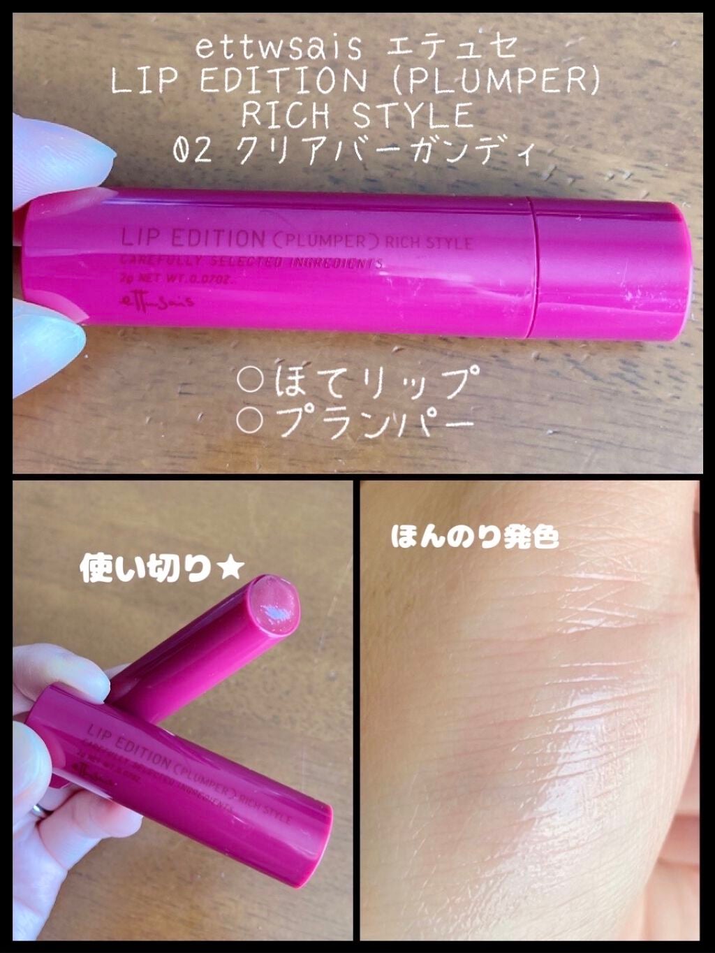 エテュセ リップエディション(プランパー)リッチスタイル/ヘルシースタイル/ettusais/リップケアを使ったクチコミ(1枚目)
