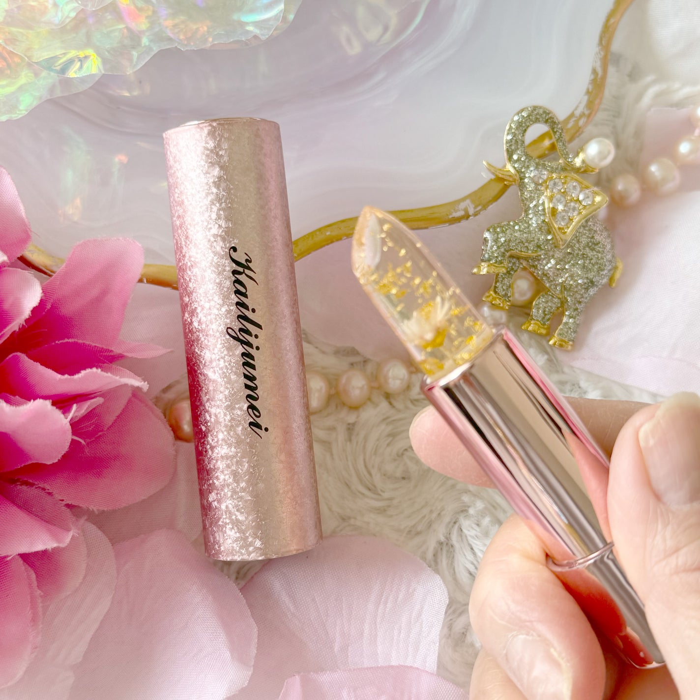 フラワーリップ 日本限定ピンクゴールドモデル/Kailijumei/口紅を使ったクチコミ(7枚目)