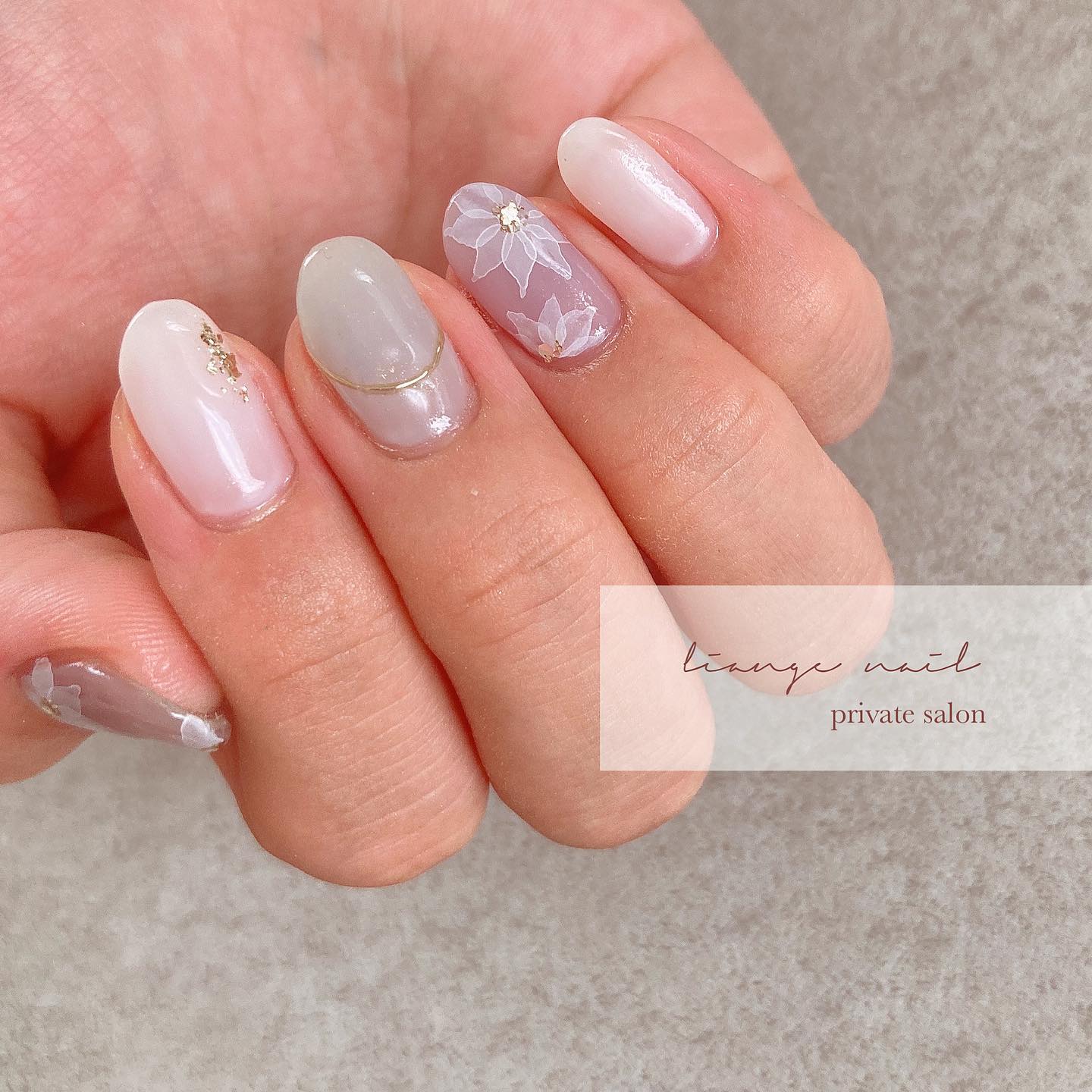 #リアンジェネイル,#柏ネイル,#ネイル,#ニュアンスネイル,#大人ニュアンスネイル,#夏ネイル,#たらしこみネイル,#ミラーネイル,#水彩ネイルのネイルデザイン