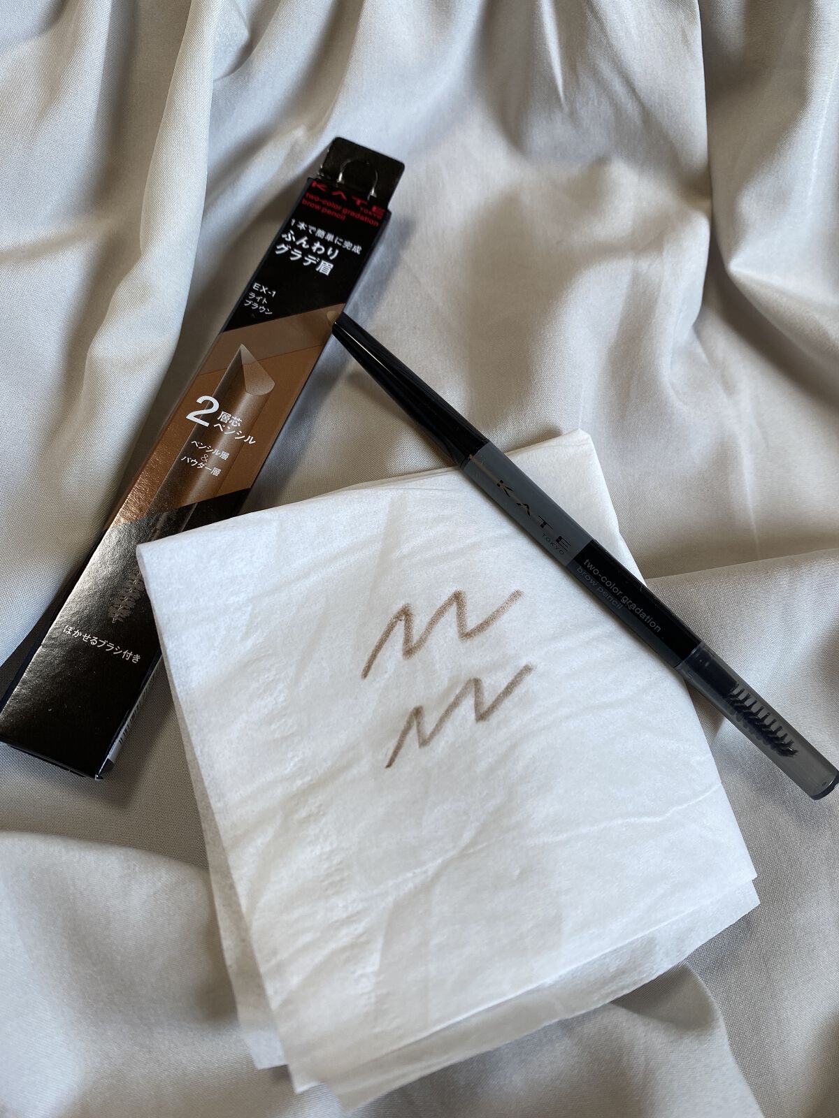 2カラーグラデーションブロウペンシル EX-1 ライトブラウン/KATE/アイブロウペンシルを使ったクチコミ（3枚目）