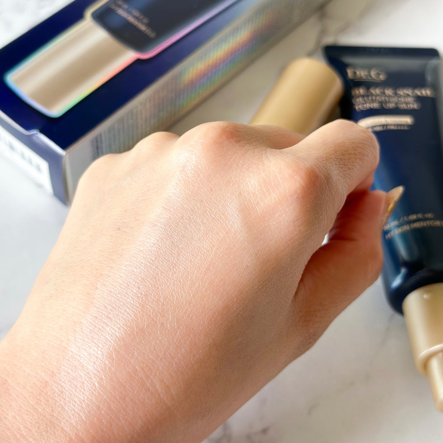 ブラックスネイルグルタチオントーンアップサン/Dr.G/日焼け止めクリームを使ったクチコミ(3枚目)