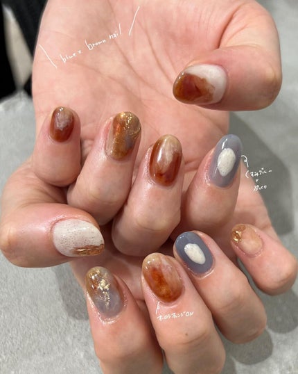 #ニュアンスネイル,#セルフネイル,#ジェルネイル,#ブラウンネイルのネイルデザイン