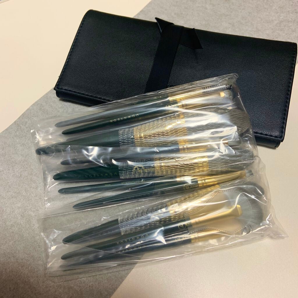 ROWNYEON 緑姫シリーズ メイクブラシ13本セット 化粧ポーチ付き/Rownyeon/メイクブラシを使ったクチコミ(3枚目)