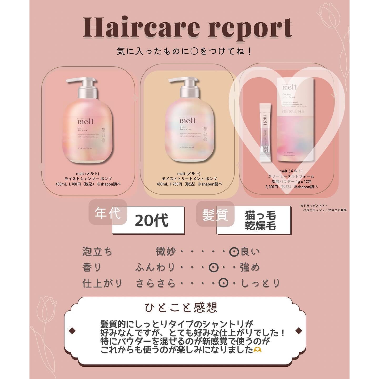 メルト モイストシャンプー／トリートメント/melt/市販シャンプーを使ったクチコミ（1枚目）