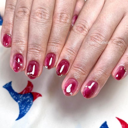 ぴよこれいと あうるす on LIPS 「もやもや全塗りに細ライン。うねうねの華奢な細ラインミラーとこれ..」(2枚目)