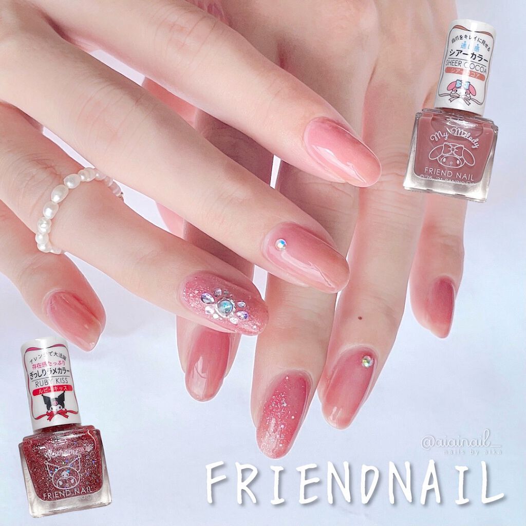 #フレンドネイル,#ダイソーネイル,#サンリオネイル,#オールザットネイル,#ピンクネイル,#オフィスネイル,#キラキラネイル,#韓国ネイルのネイルデザイン