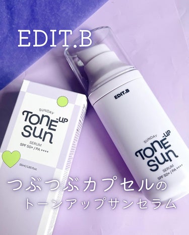 セラムをたっぷり配合したサンクリーム｡.❁
✔️EDIT.B
サンデートーンアップサンセラム
SPF50+ PA++++

💟Point
☑1つで5つの機能
・セラム
・サンクリーム
・プライマー
・ト