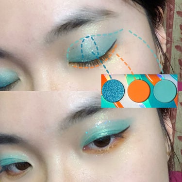 Kaleidos Makeup Futurism V: Electro-Turquoiseのクチコミ「中国女子大生は中国超人気コスメ「KALEIDOS」を紹介します。(塗り方付き)
オレンジソーダ.....」（3枚目）
