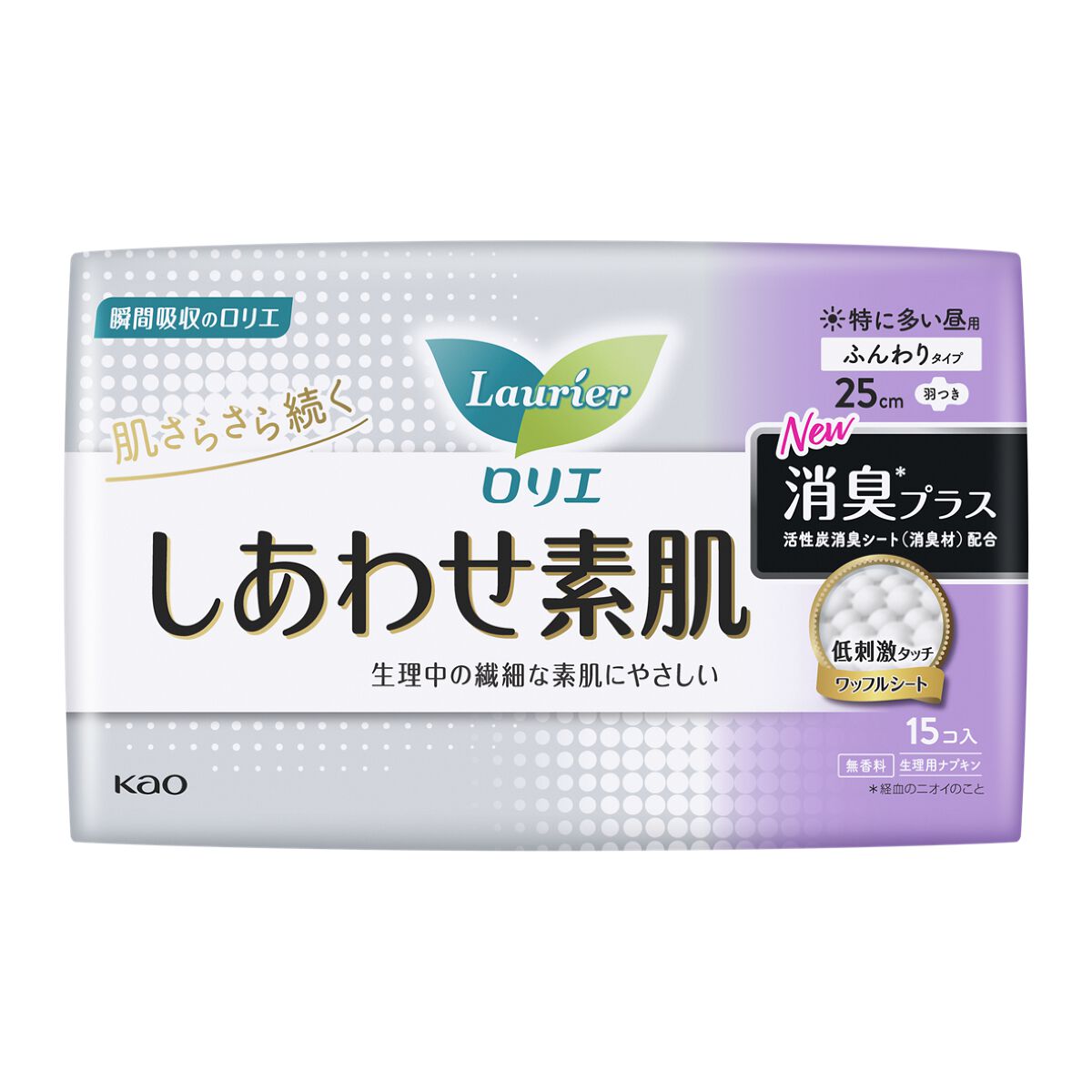 しあわせ素肌消臭プラス（特に多い昼用羽つき 15コ） / ロリエ