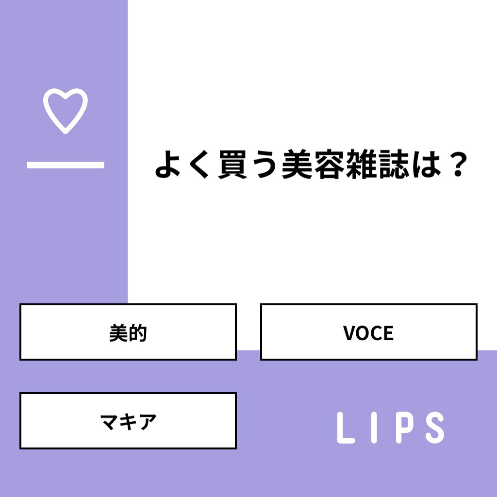コスメ大好き♥フォロバ on LIPS 「【質問】よく買う美容雑誌は?【回答】・美的:50.0%・VOC..」(1枚目)