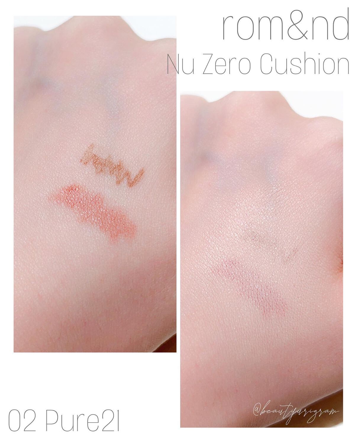 ヌーゼロクッション 02 ピュア 21/rom&nd/クッションファンデーションを使ったクチコミ（3枚目）