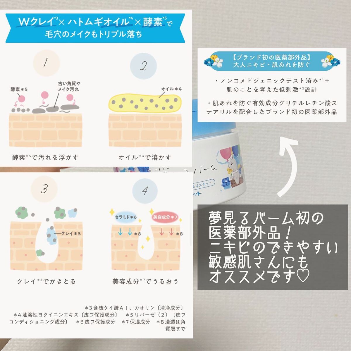 夢みるバーム アクネクリアモイスチャー/ロゼット/クレンジングバームを使ったクチコミ（2枚目）