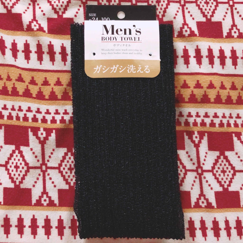 メンズ ボディタオル 24×100㎝ セリア