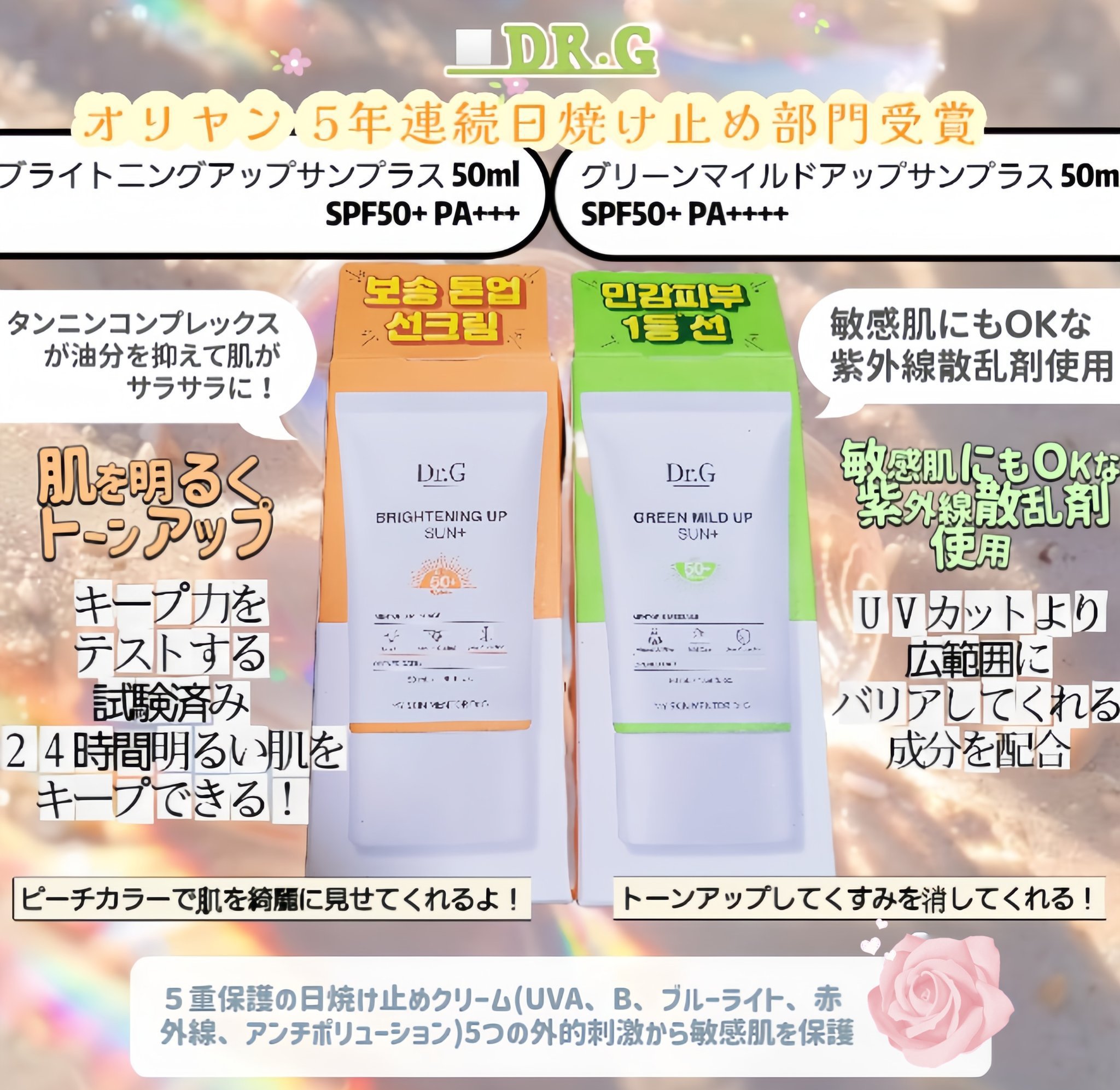 グリーンマイルドアップサンプラス/Dr.G/日焼け止めクリームを使ったクチコミ（2枚目）