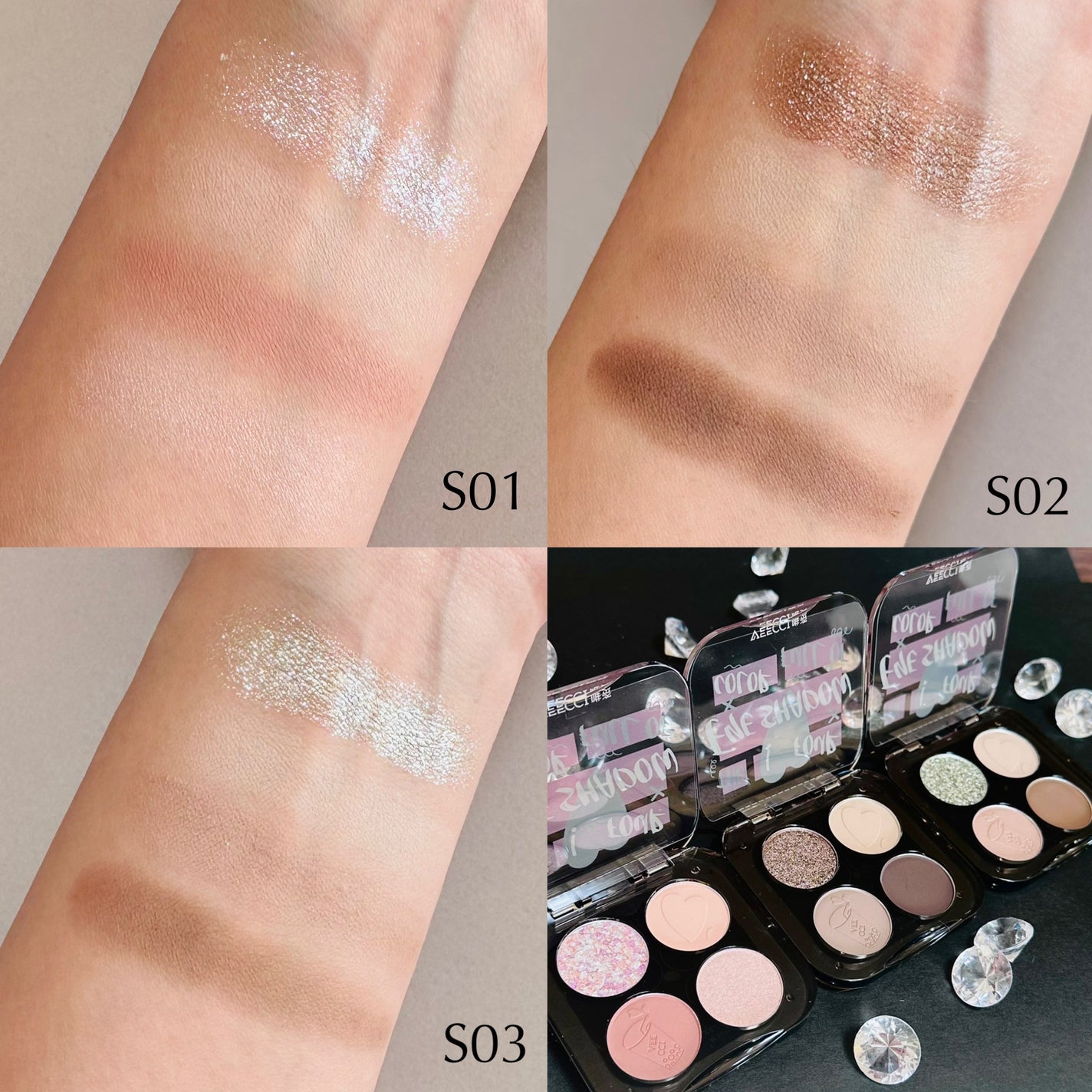 スカーレットハートシリーズ4色アイシャドウ/VEECCI/アイシャドウパレットを使ったクチコミ(5枚目)