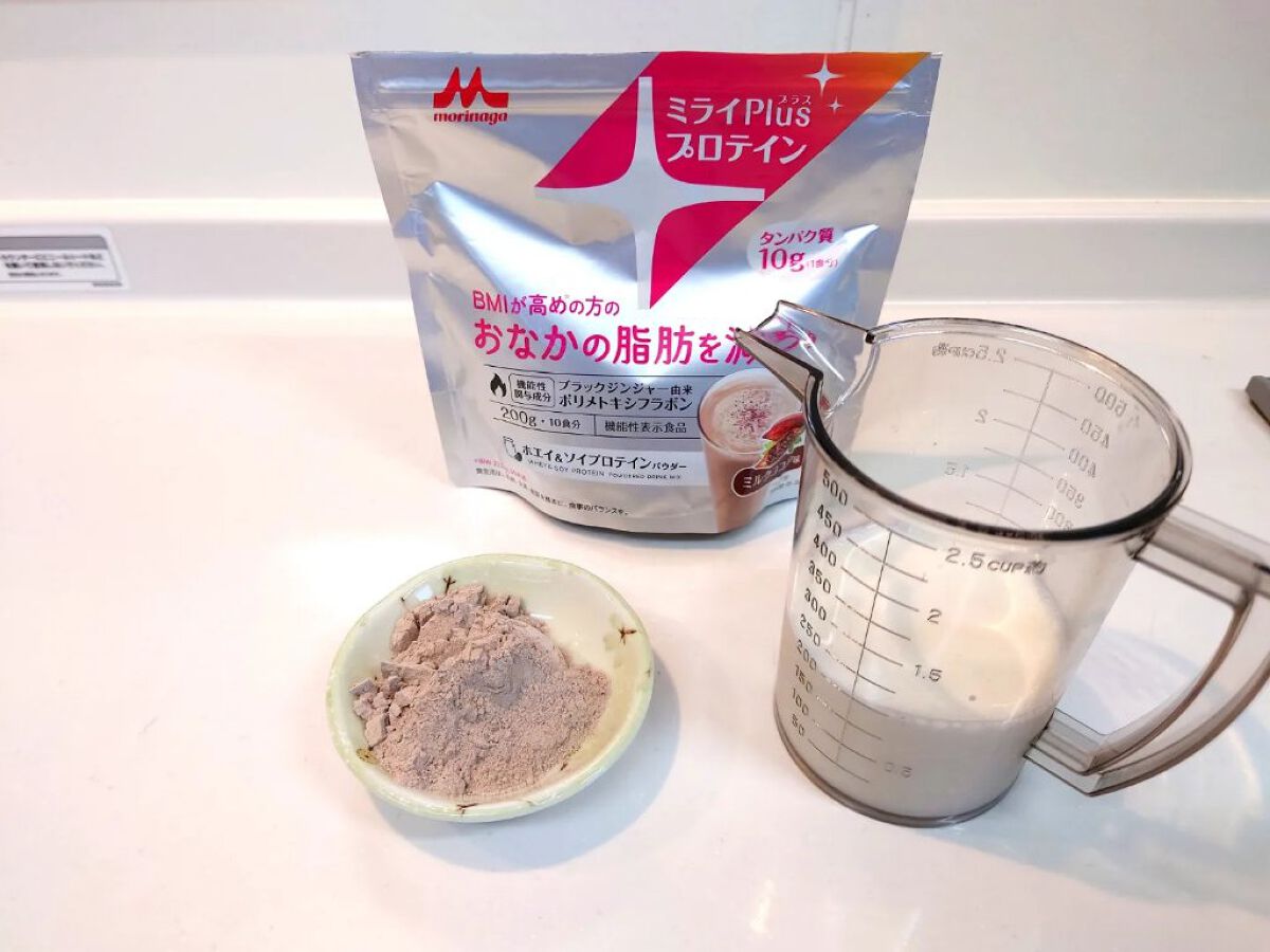 ミライplusプロテイン ミルクココア味/森永乳業/その他プロテインを使ったクチコミ（2枚目）
