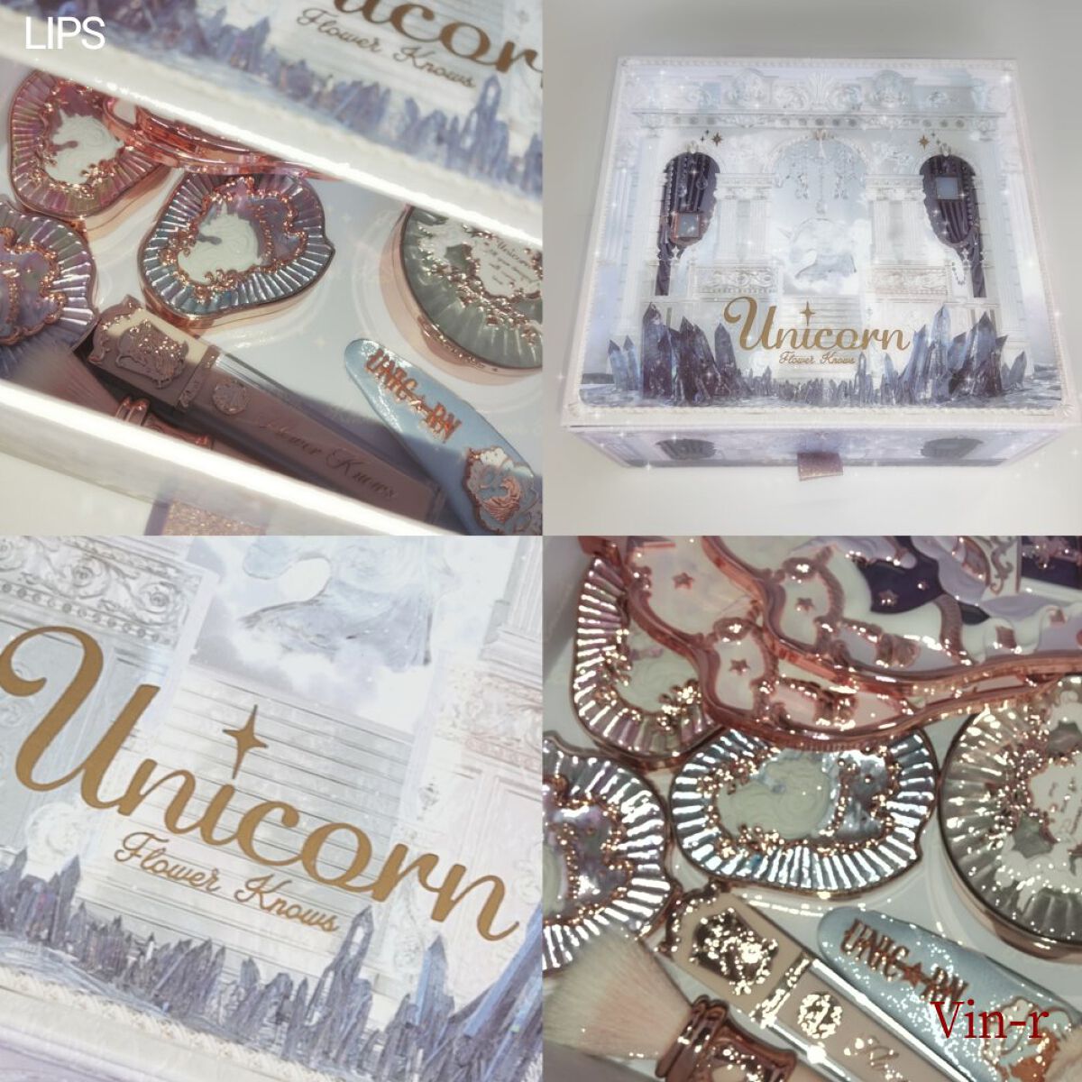  フラワーノーズの最新シリーズ、クリスタルユニコーンのプレゼントBOX✨

#今月のコスメ購入レポ 
コスメが可愛すぎて大量購入したらめっちゃ可愛いボックスに入って届きました☺️💗
おまけもミラーとブラシ、ヘアピンとヘアバンドとたくさんつ