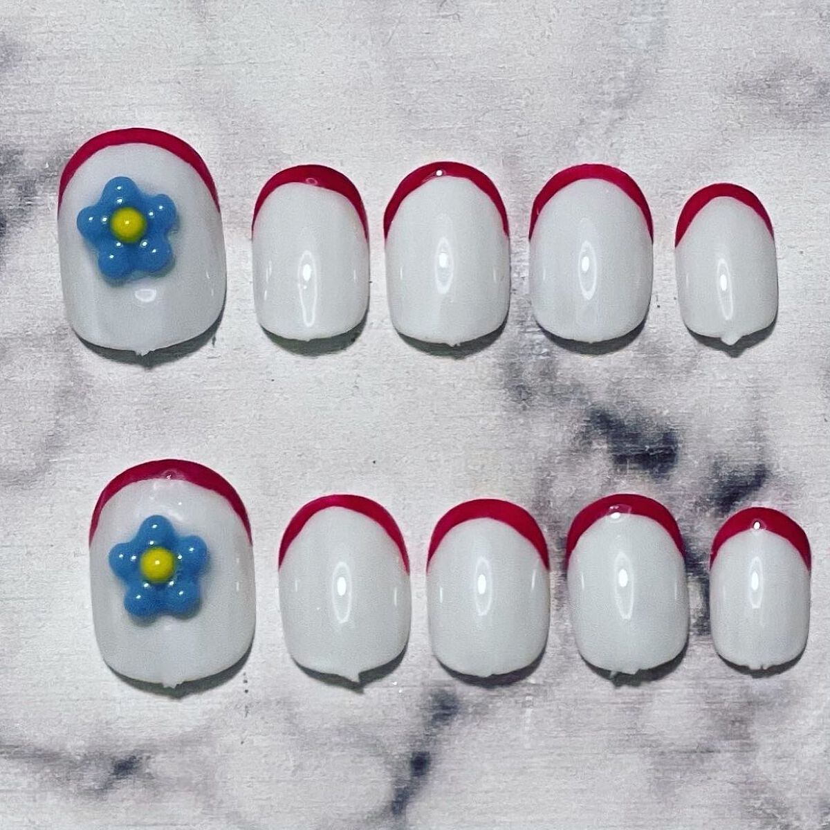 #ネイル,#韓国ネイル,#カラーフレンチネイル,#お花ネイル,#東京ネイルのネイルデザイン