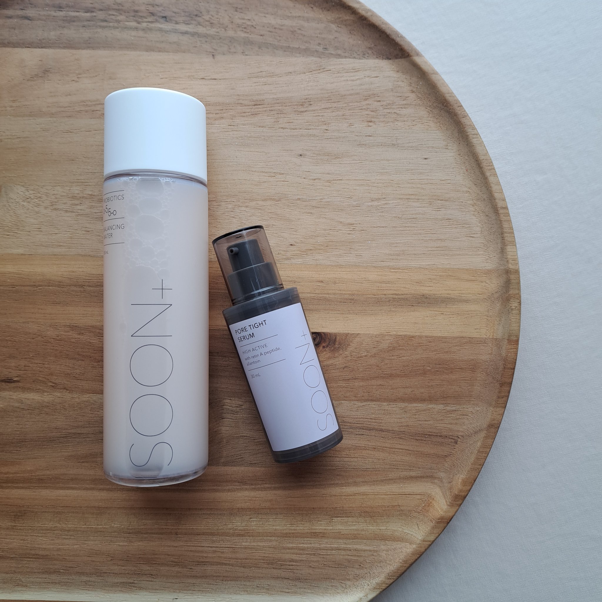 ︎︎︎︎︎︎☑︎ soon＋
5.5 Balancing Water 150ml
High Active Pore Tight Serum 30ml


使い切り！


soon＋のトナーとセラムが
ドン・キホーテで500円で安売りしていた