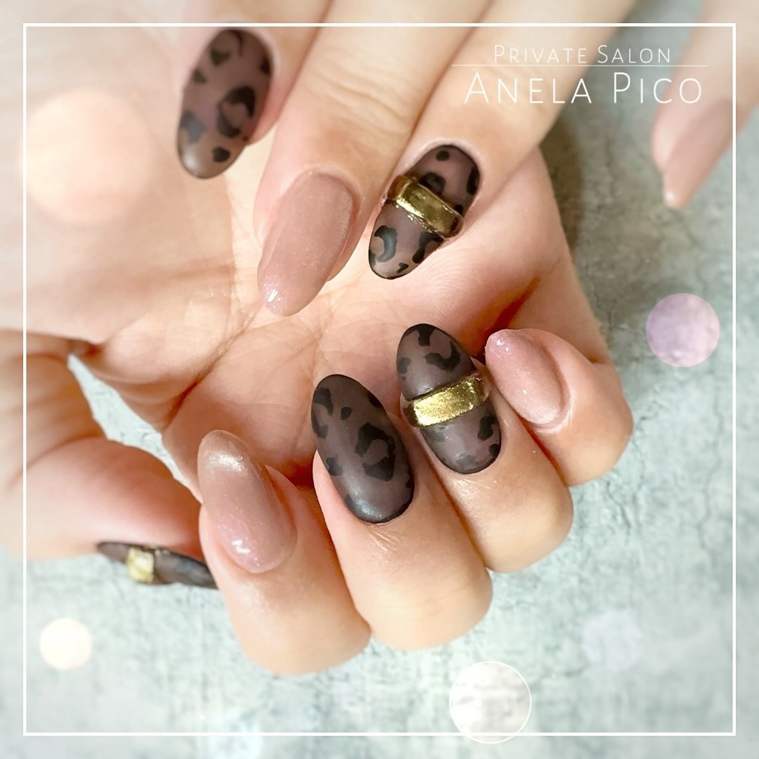 #ネイル,#ジェルネイル,#秋ネイル,#レオパードネイル,#アニマルネイルのネイルデザイン