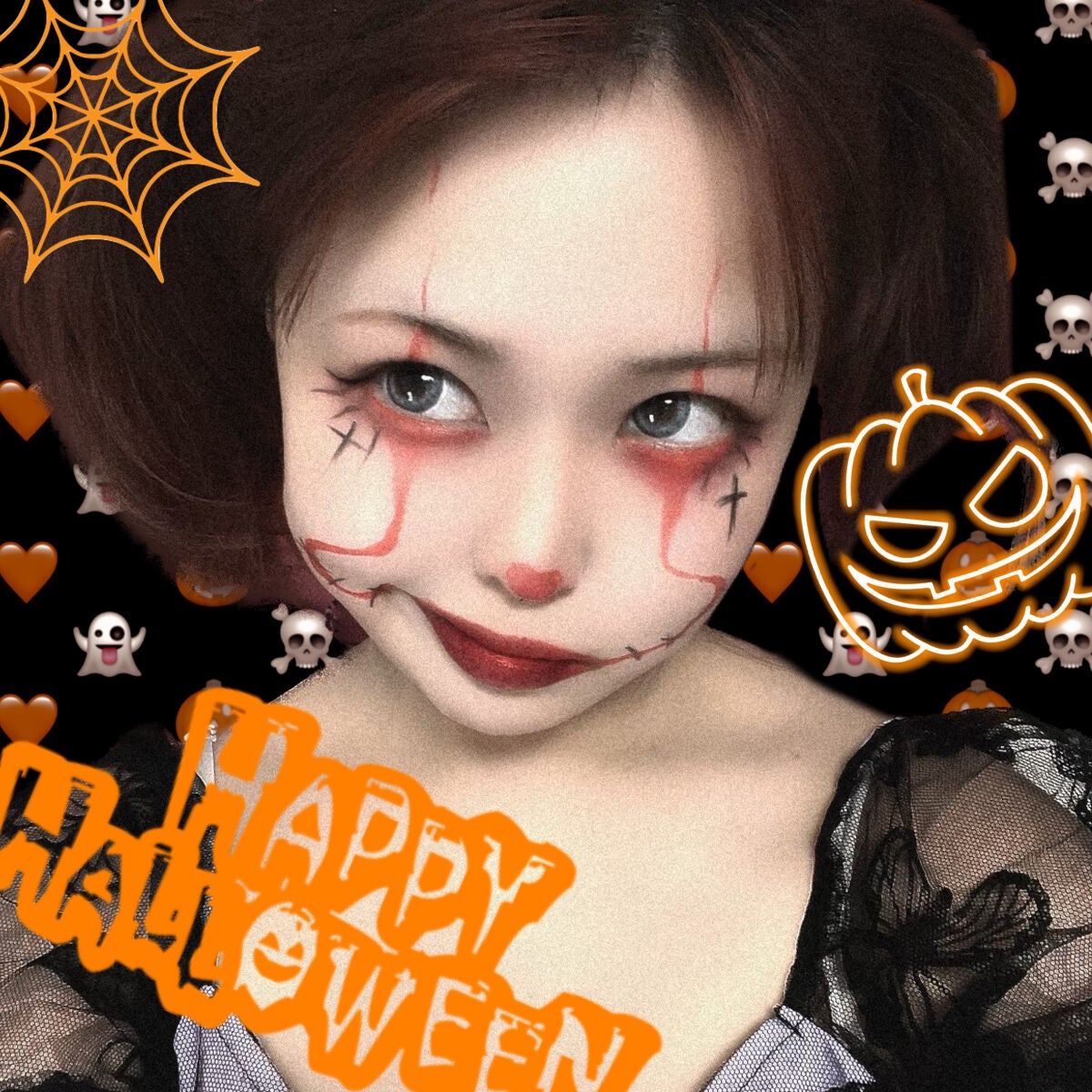 それゆけわかまるちゃん on LIPS 「まるでピエロ🤡ハロウィンメイク🎃今年したハロウィンメイクです︎..」(1枚目)