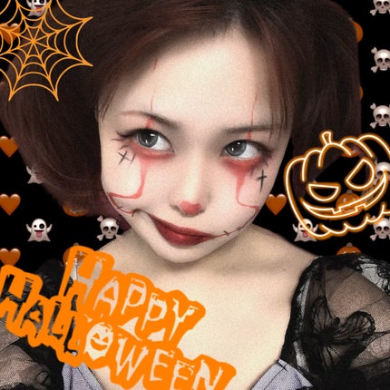それゆけわかまるちゃん on LIPS 「まるでピエロ🤡ハロウィンメイク🎃今年したハロウィンメイクです︎..」(1枚目)
