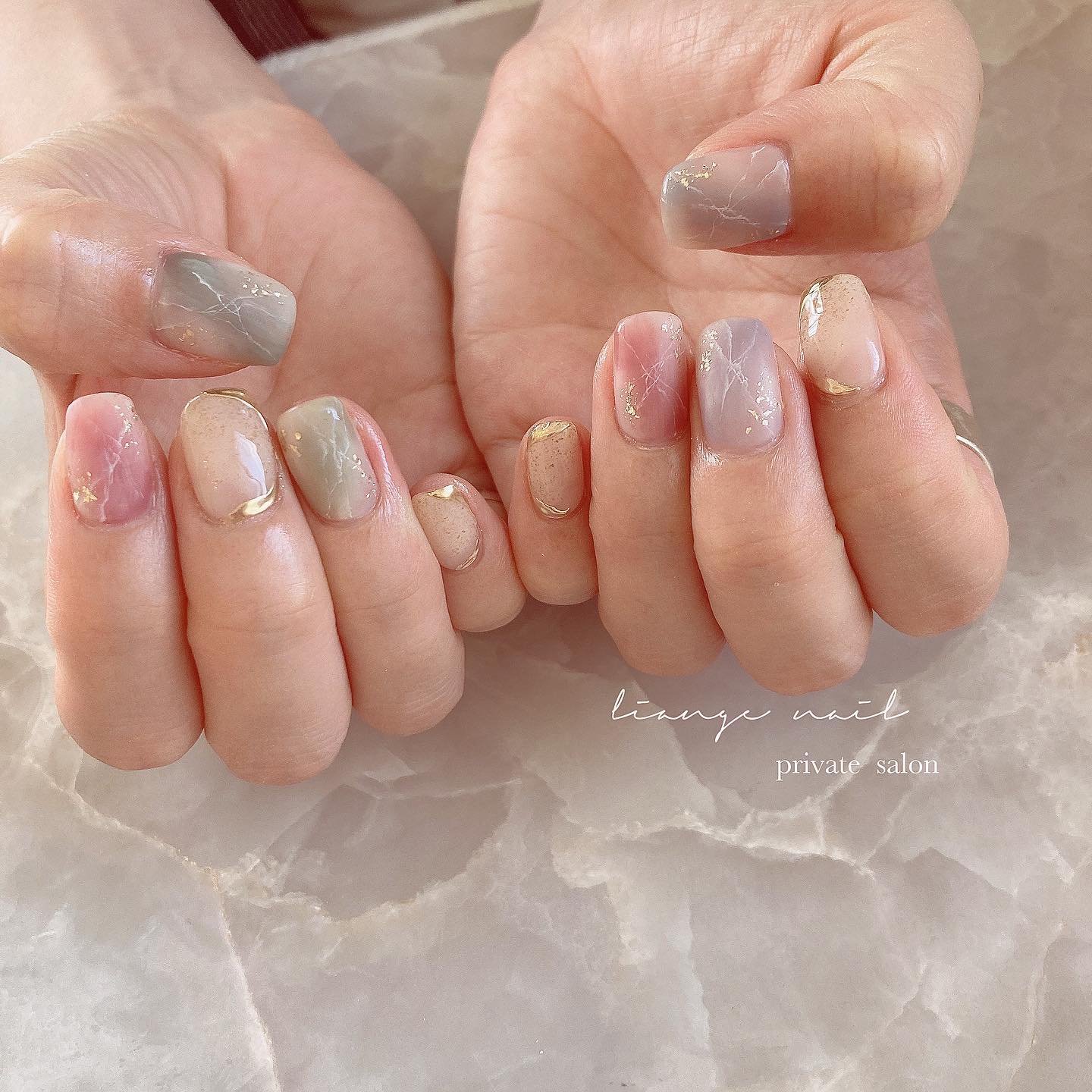 #ネイル,#夏ネイル,#大人ニュアンスネイル,#ニュアンスネイル,#ジェルネイル,#ミラーネイル,#天然石ネイル,#カラフルネイルのネイルデザイン