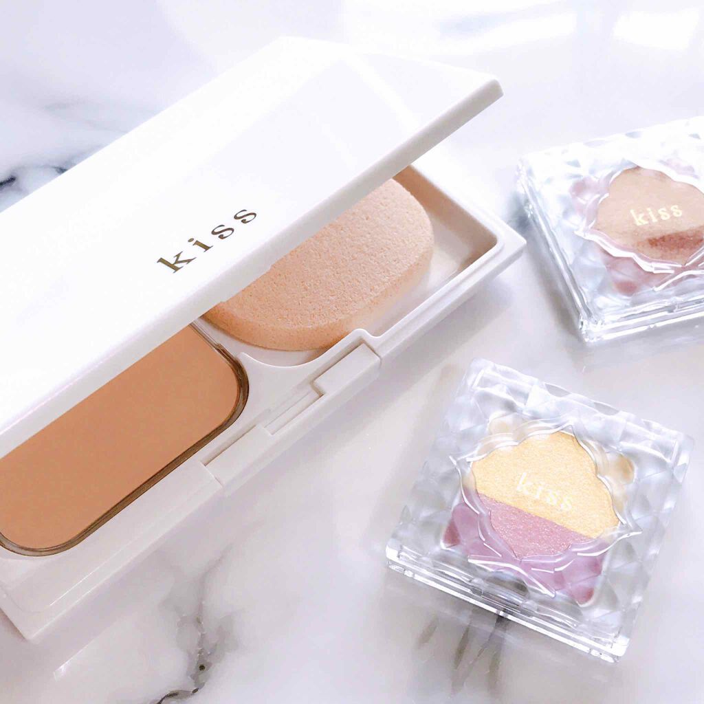 マットシフォン クリーミィパウダリーファンデ 02 ライトオークル/KiSS/パウダーファンデーションを使ったクチコミ（2枚目）