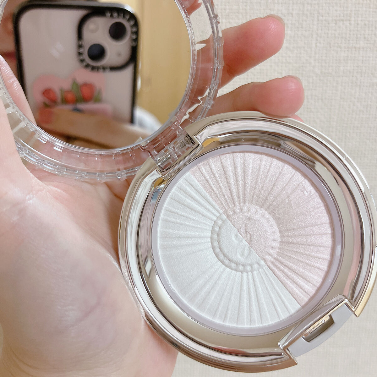 デュアル ルーセントグロウ　セッティングパウダー 02 silky pink/JILL STUART/プレストパウダーを使ったクチコミ（3枚目）