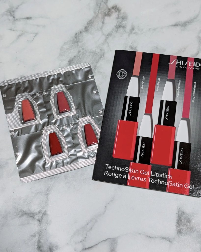 KAORINGO🍏のクチコミ「SHISEIDO様よりテクノサテンジェルリップスティックのサンプルを頂いたので使ってみました😊.....」（3枚目）