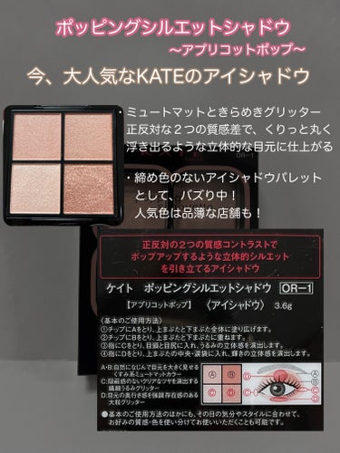 ポッピングシルエットシャドウ OR-1 アプリコットポップ/KATE/アイシャドウパレットを使ったクチコミ（2枚目）