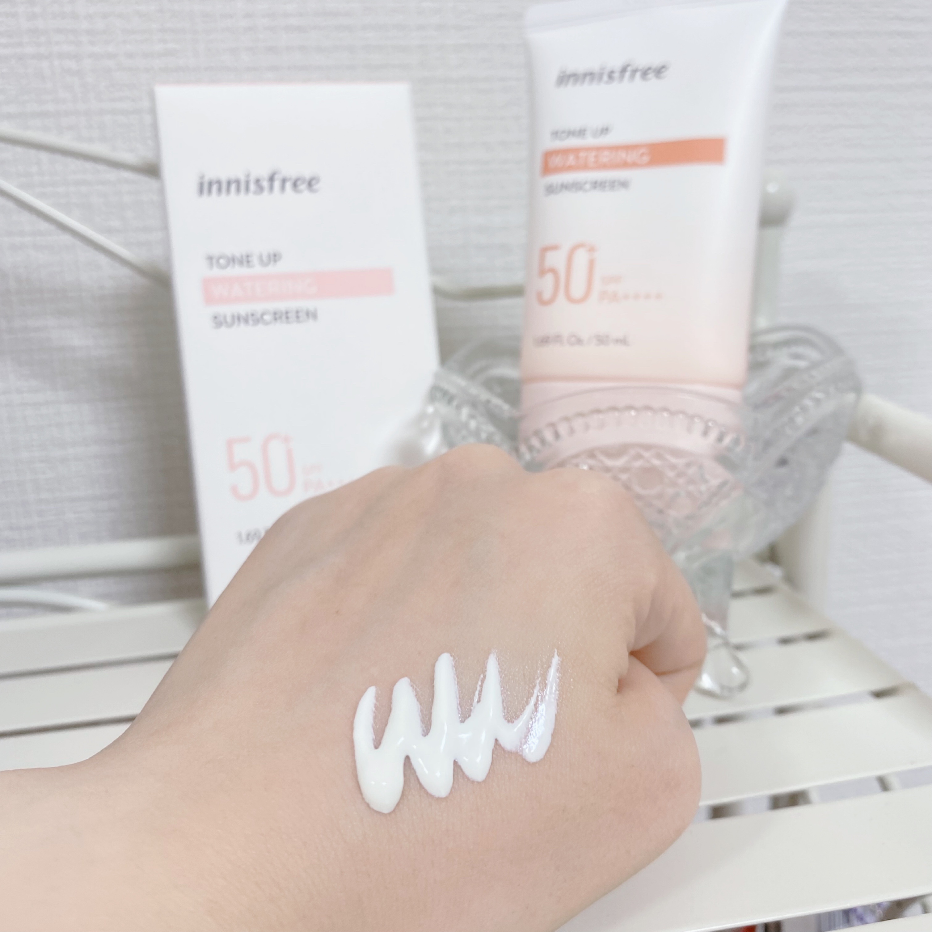 トーンアップ ウォータリング サンスクリーン/innisfree/日焼け止め・UVケアを使ったクチコミ（2枚目）