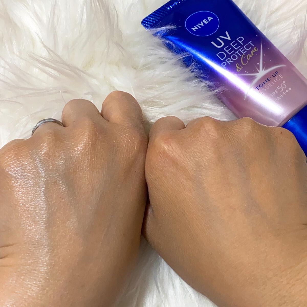 ニベアUV ディープ プロテクト＆ケア トーンアップ エッセンス/ニベア/日焼け止めローションを使ったクチコミ（3枚目）