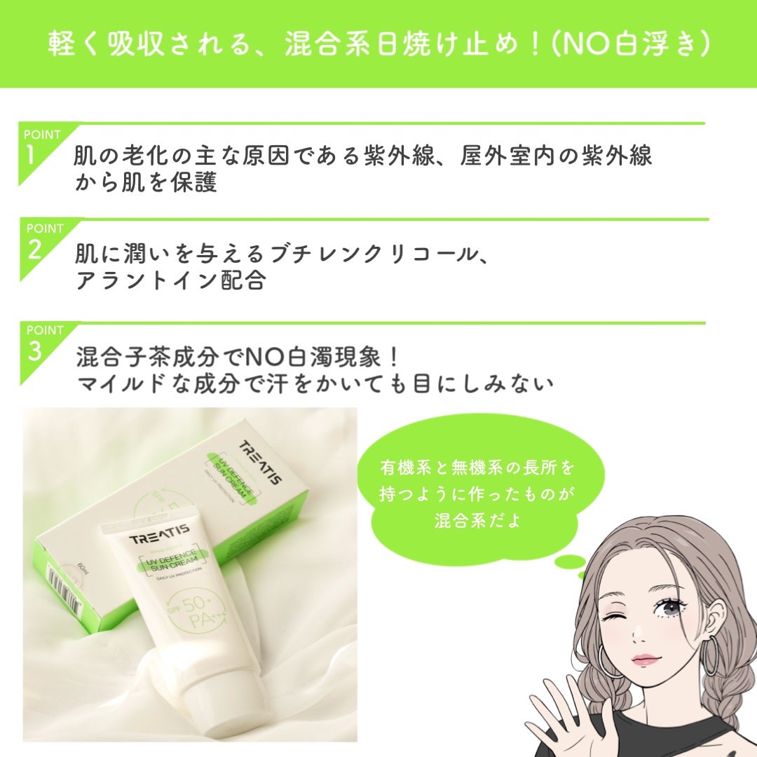 UVディフェンスサンクリーム/TREATIS/日焼け止めミスト・スプレーを使ったクチコミ(2枚目)